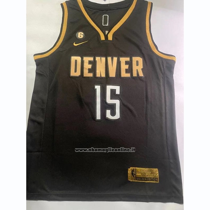 Maglia Denver Nuggets Nikola Jokic #15 Citta 2023 NBA Finals Nero